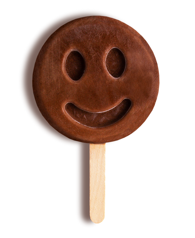 Smiley face mushroom extract infused popsicle on brown background