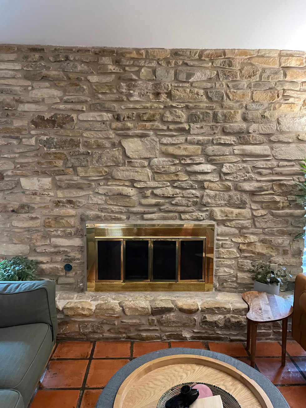 Rock custom concrete fireplace - Austin, TX