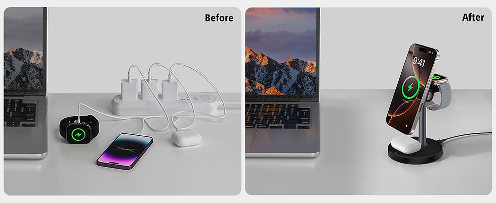 Thumbnail: 15W 3-in-1 Magnetic Wireless Charging Station Travel Fast Charger For Magsafe iP