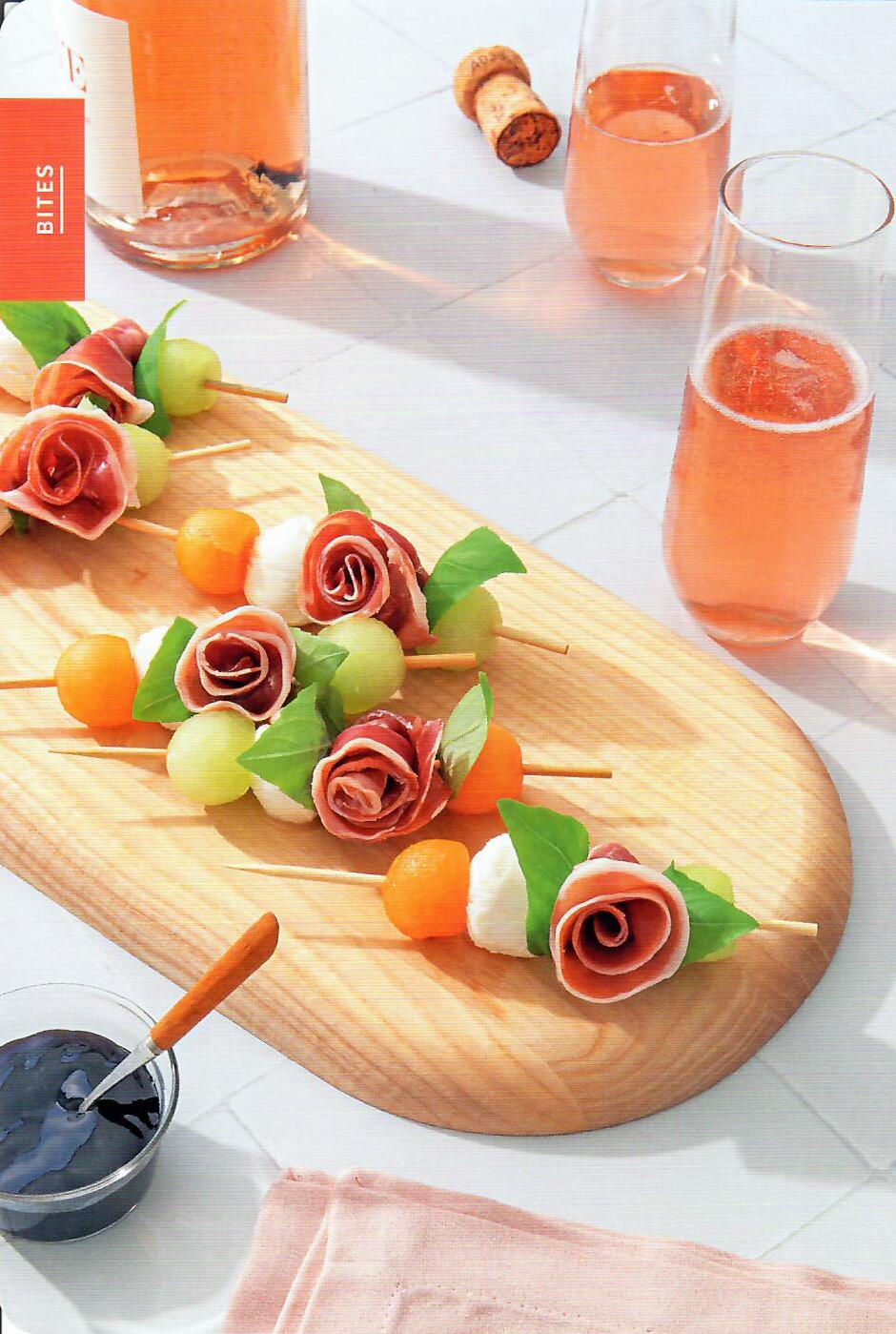 BACCO | Eat. Drink. Celebrate. | Prosciutto, Melon & Sparkling Rosé | The Elevated Party Skewer: Prosciutto & Melon