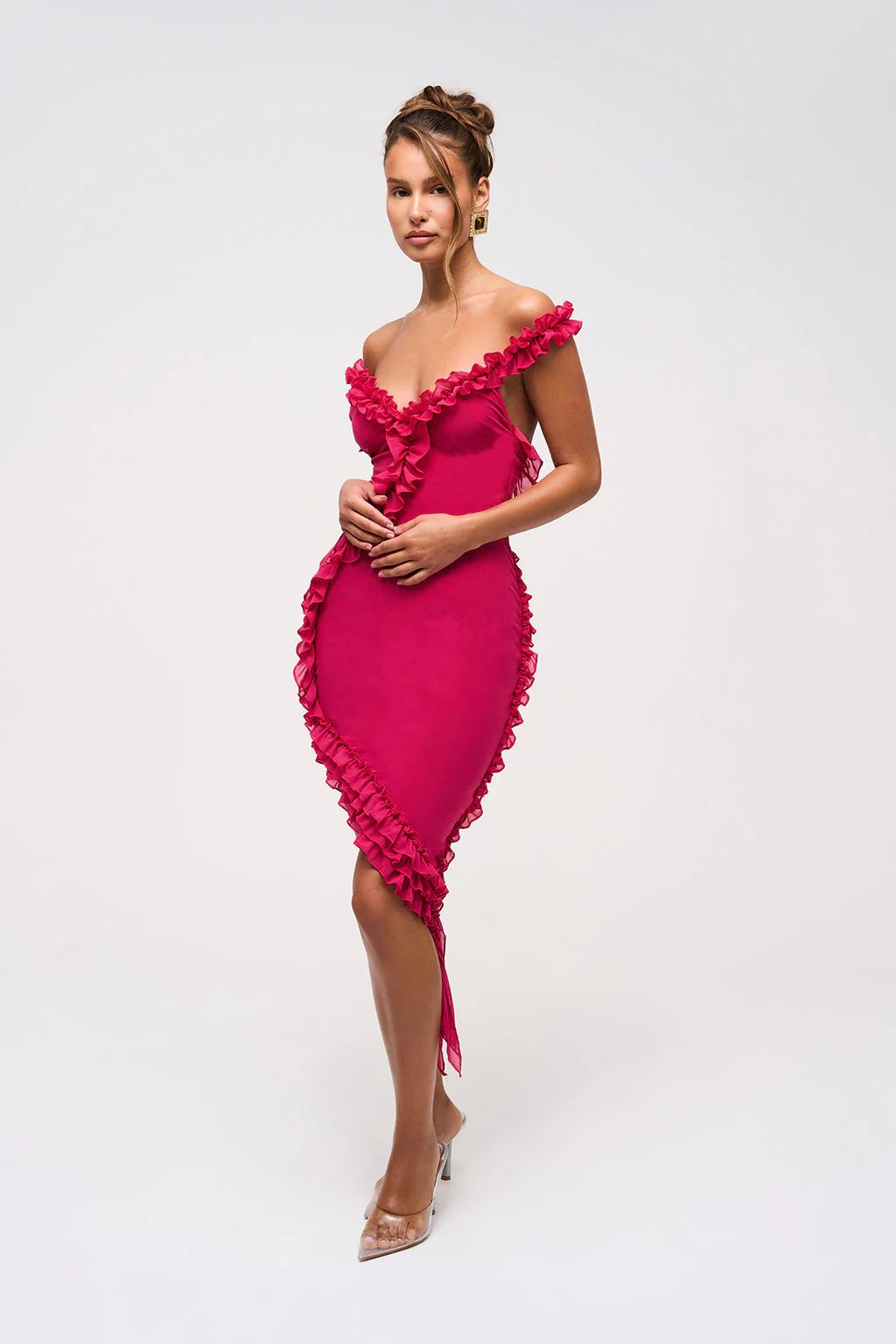 DAHLIA ASYMMETRIC RUFFLE DRESS