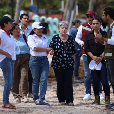 Supervisan Blanca Merari y Alicia Bárcena arribo de sargazo