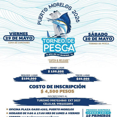 Abre Gobierno invitación al Torneo de Pesca Puerto Morelos 2026