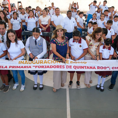 Otro plantel educativo con Domo; Mara Lezama entrega ahora a la “Forjadores de Quintana Roo”