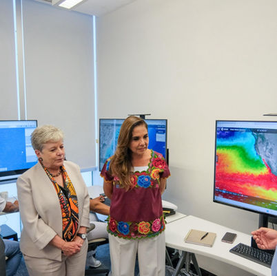 Visita gobernadora y secretaria de medio ambiente monitoreo del sargazo 