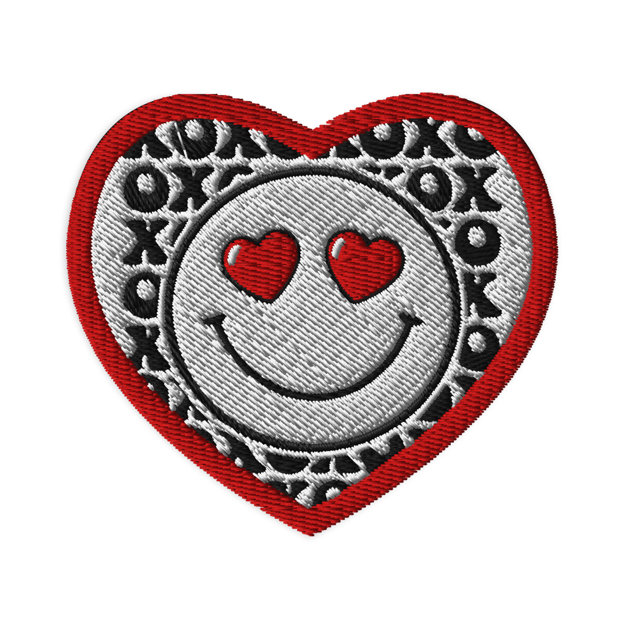 Custom Smiley Hearts Embroidered Patch