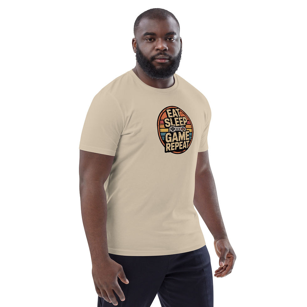 Thumbnail: Men's Game Repeat Beige Organic Cotton T-Shirt
