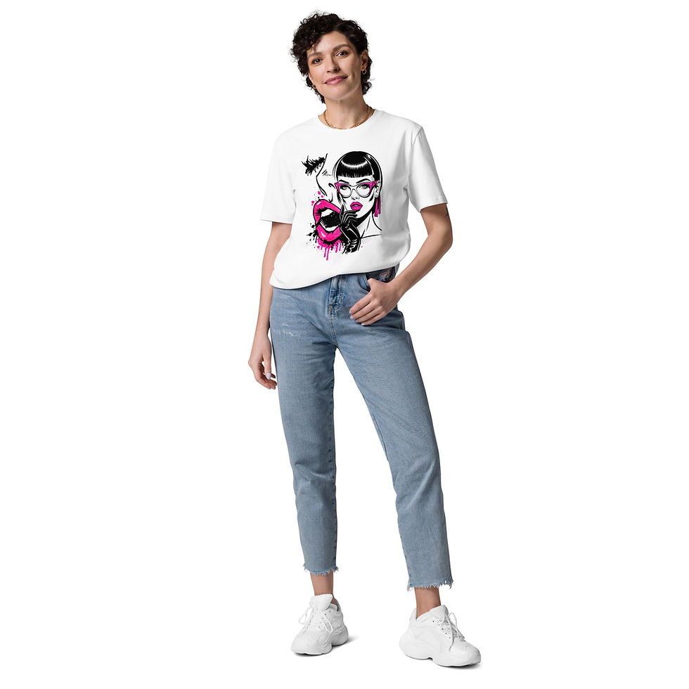 Thumbnail: Women's Pink Code White Organic Cotton T-Shirt