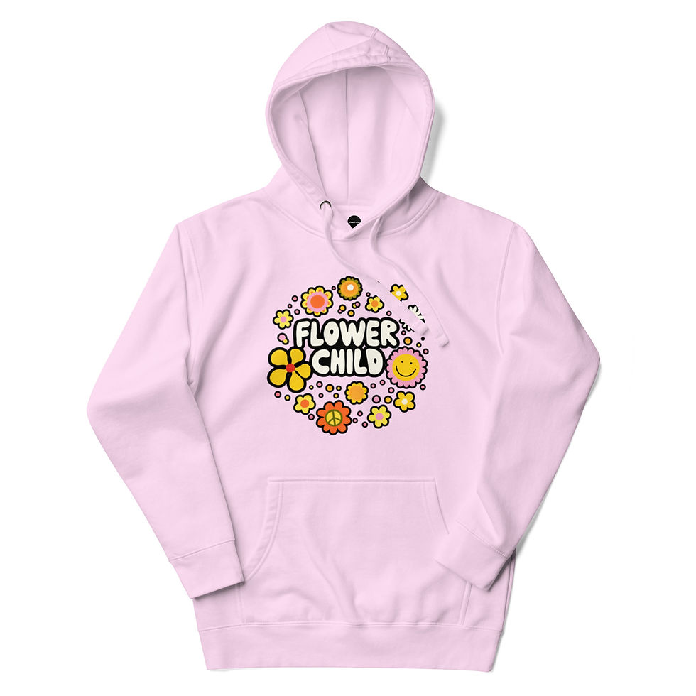 Thumbnail: Women's Cute Flower Child Pink Pullover Hoodie