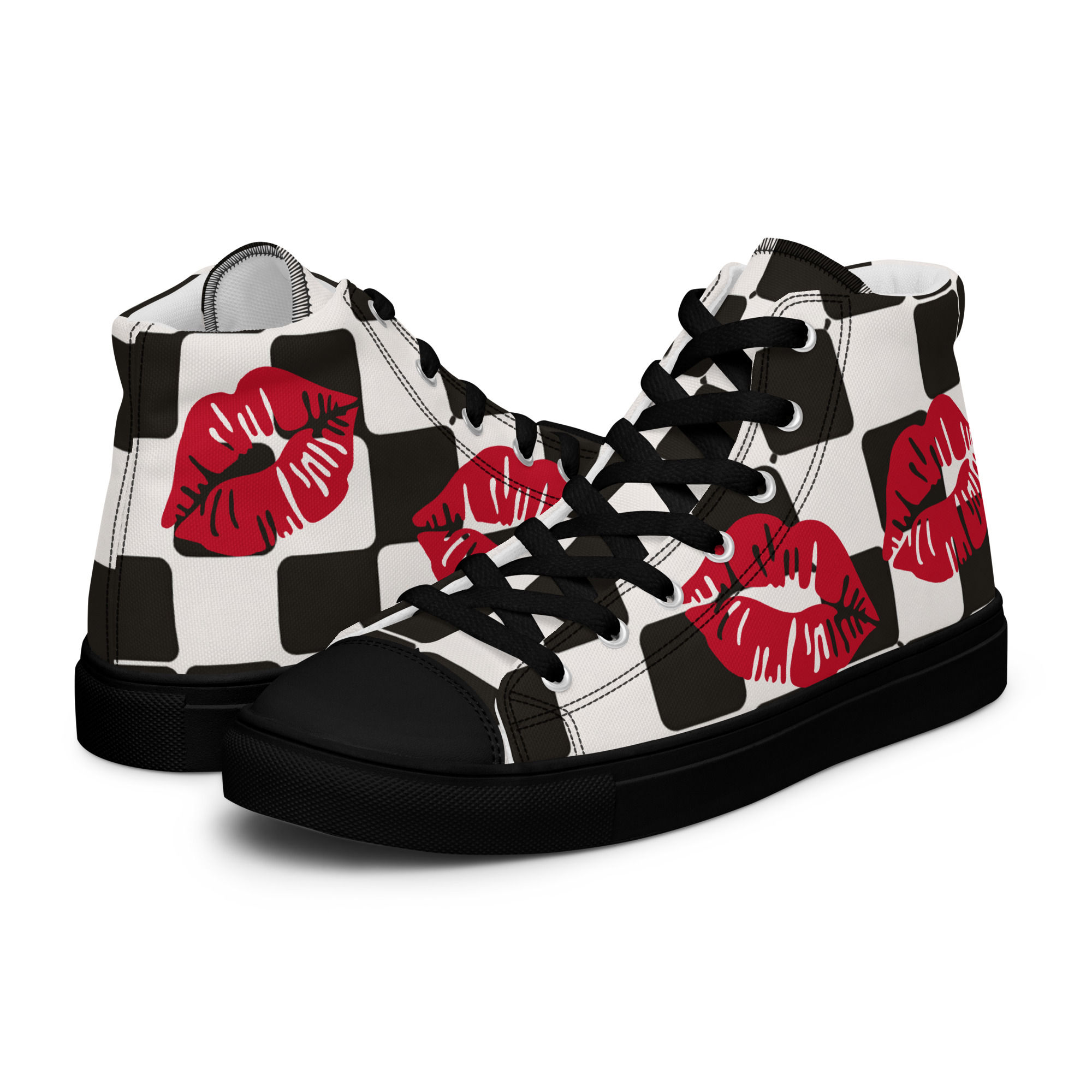 Women’s High Top Canvas Shoes Kiss This Design