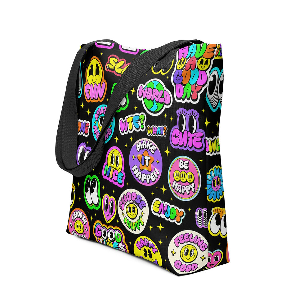 Reusable Pop Art Doodle Tote Shopping Bag
