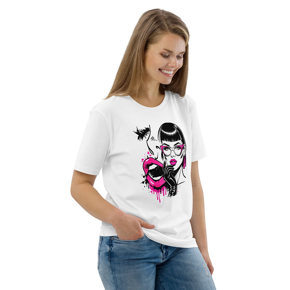 Miniatura: Women's Pink Code White Organic Cotton T-Shirt