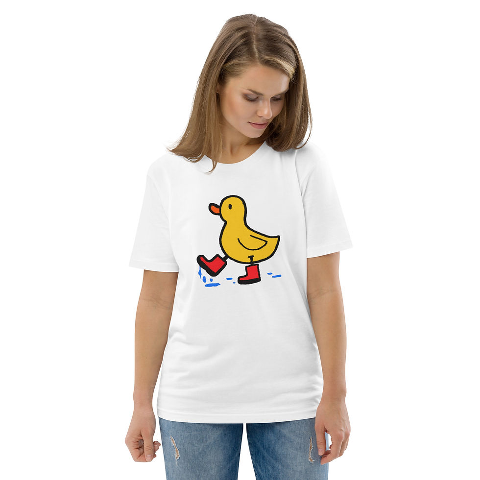 Thumbnail: Women's Happy Duck White Organic Cotton T-Shirt