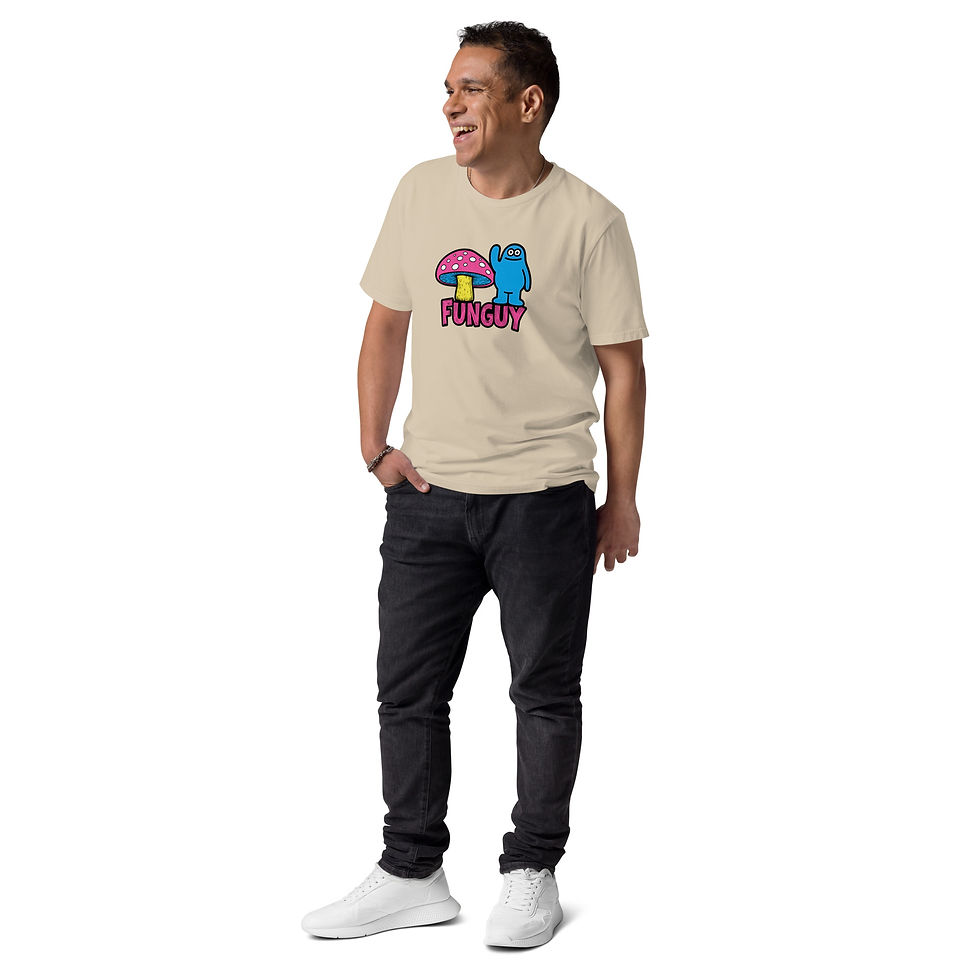 Thumbnail: Men's Funguy Beige Organic Cotton T-Shirt