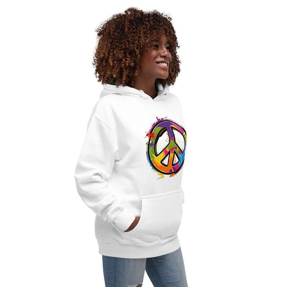 Thumbnail: Women's Urban Peace & Love White Pullover Hoodie