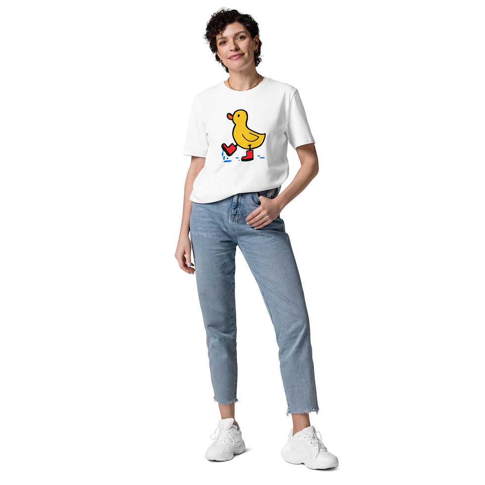 Thumbnail: Women's Happy Duck White Organic Cotton T-Shirt
