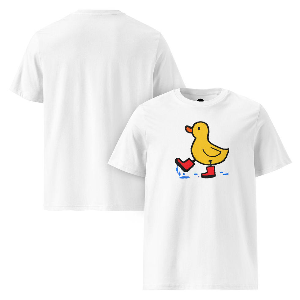 Thumbnail: Women's Happy Duck White Organic Cotton T-Shirt