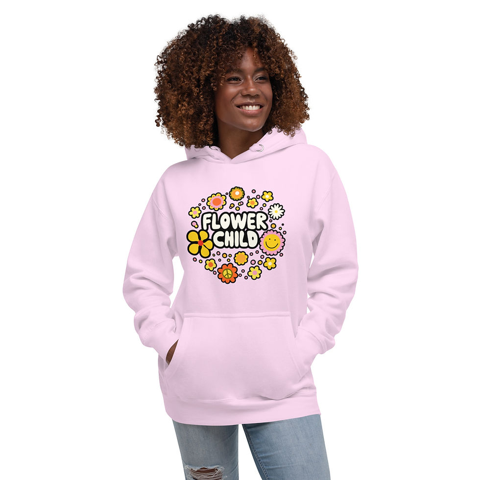 Thumbnail: Women's Cute Flower Child Pink Pullover Hoodie