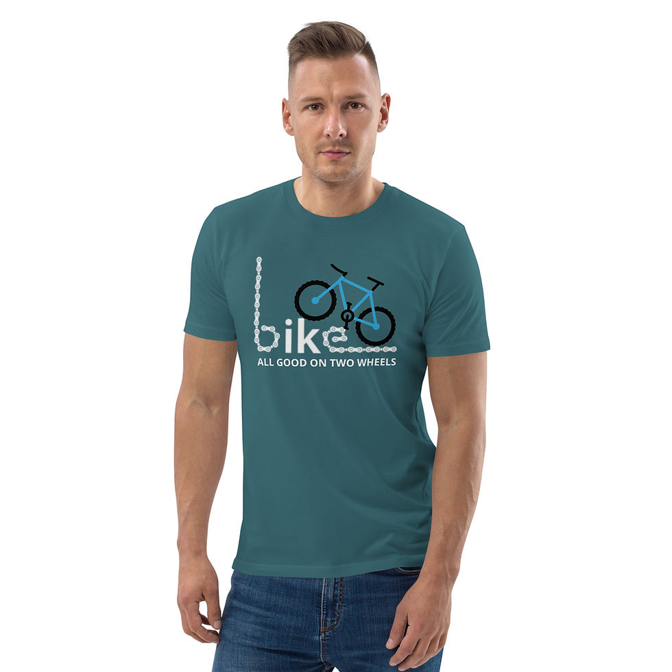 Thumbnail: Men's Two Wheels Forest Green Organic Cotton T-Shirt