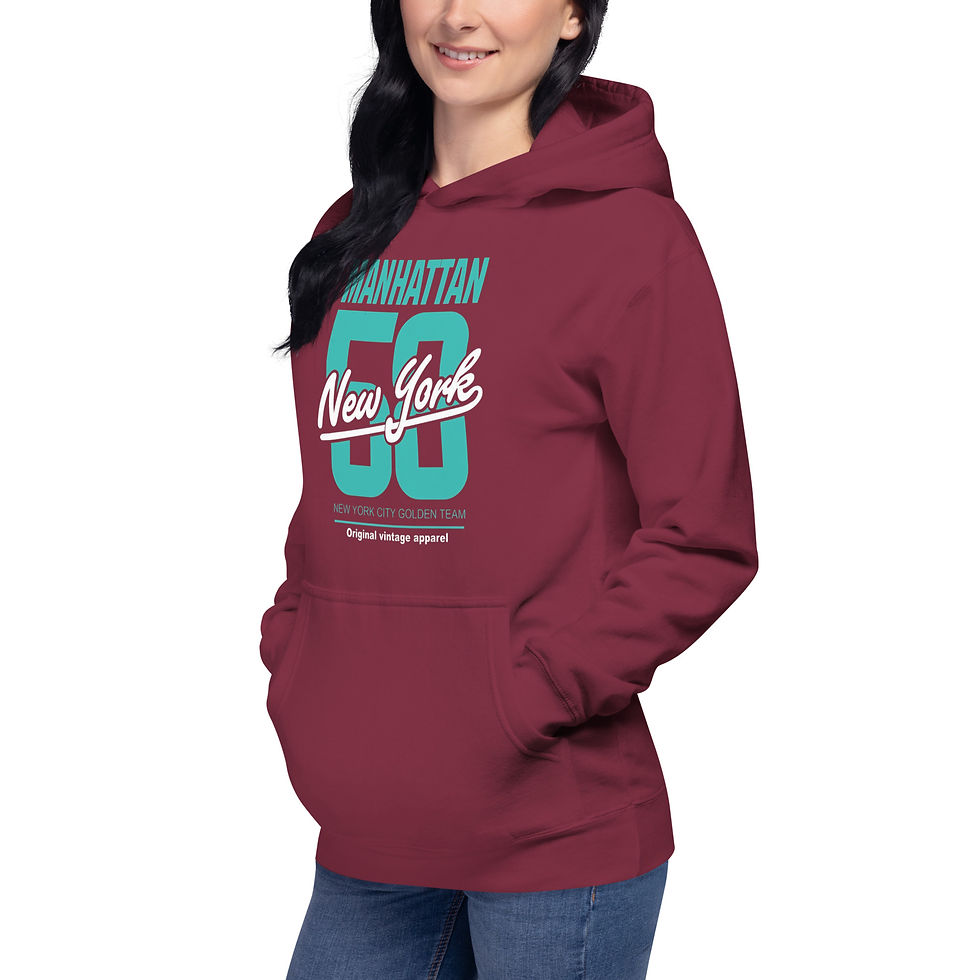 Thumbnail: Women's Classic Manhattan 58 Burgundy Pullover Hoodie
