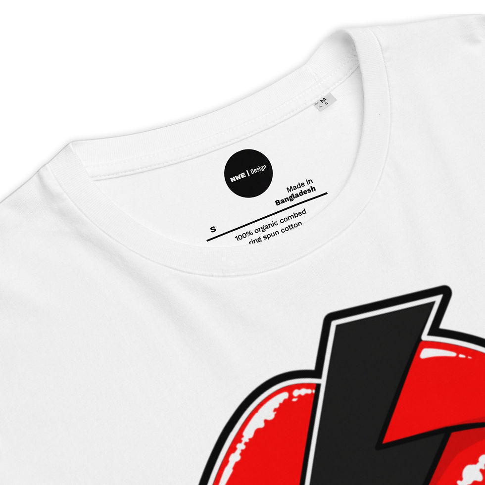 Pikkukuva: Women's Electric Lips Organic White Cotton T-Shirt
