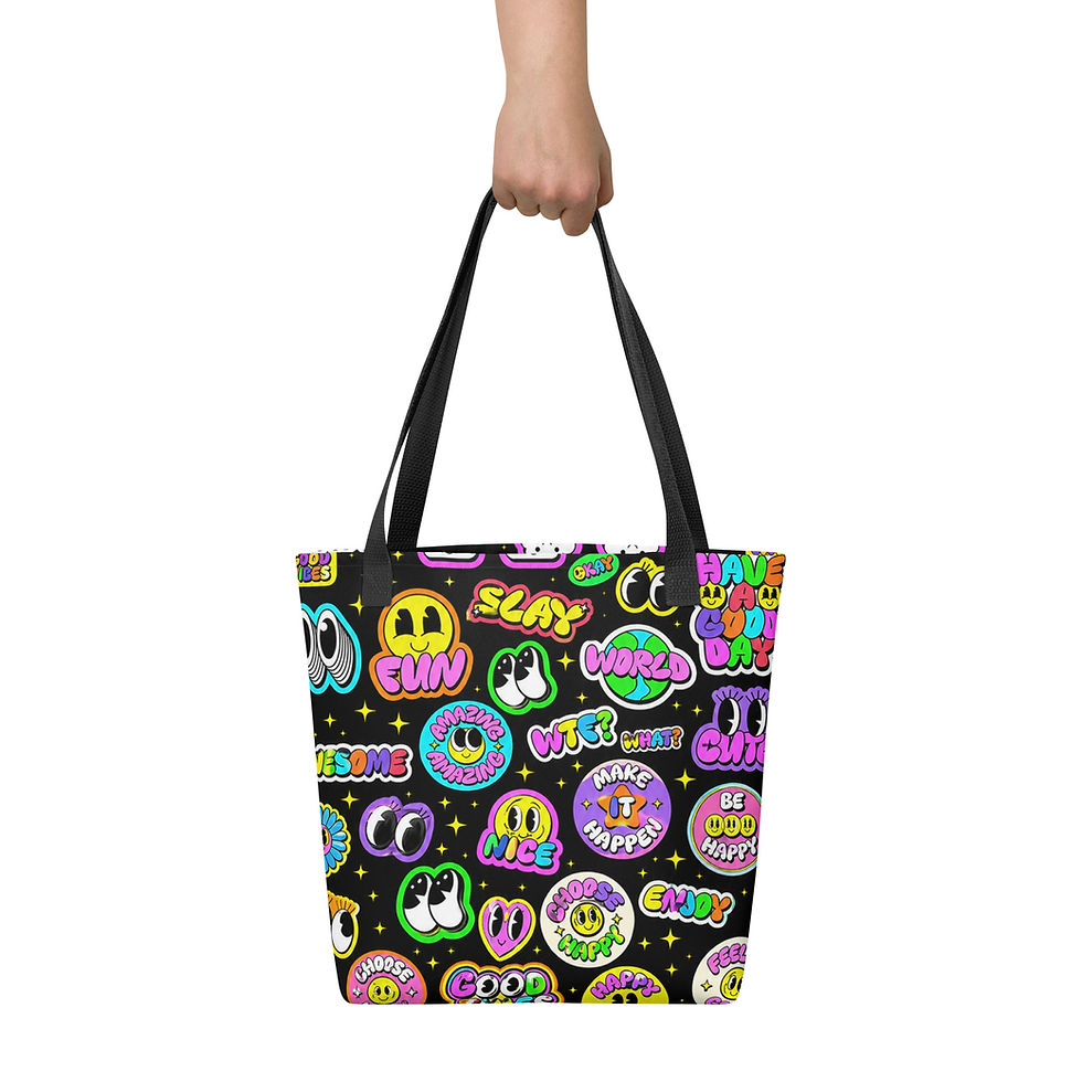 Miniatura: Reusable Pop Art Doodle Tote Shopping Bag