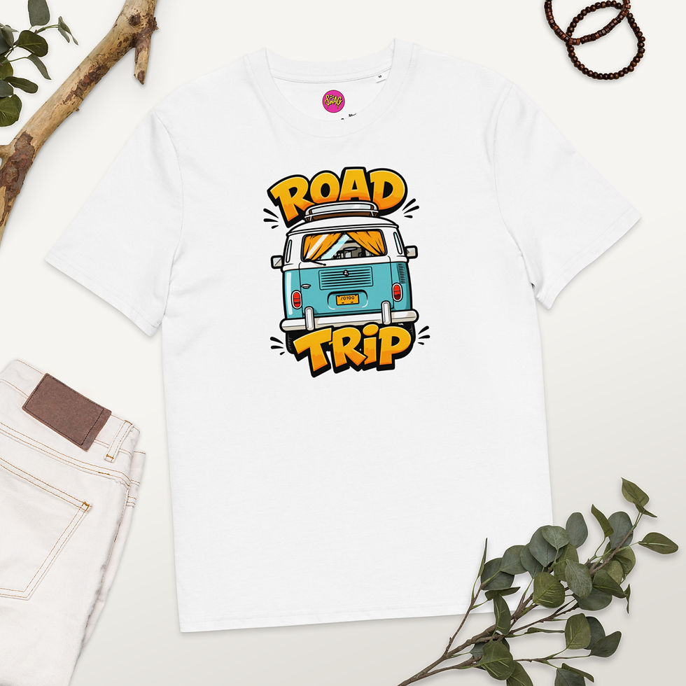 Miniatyrbilde: Women's Road Trip Organic White Cotton T-Shirt