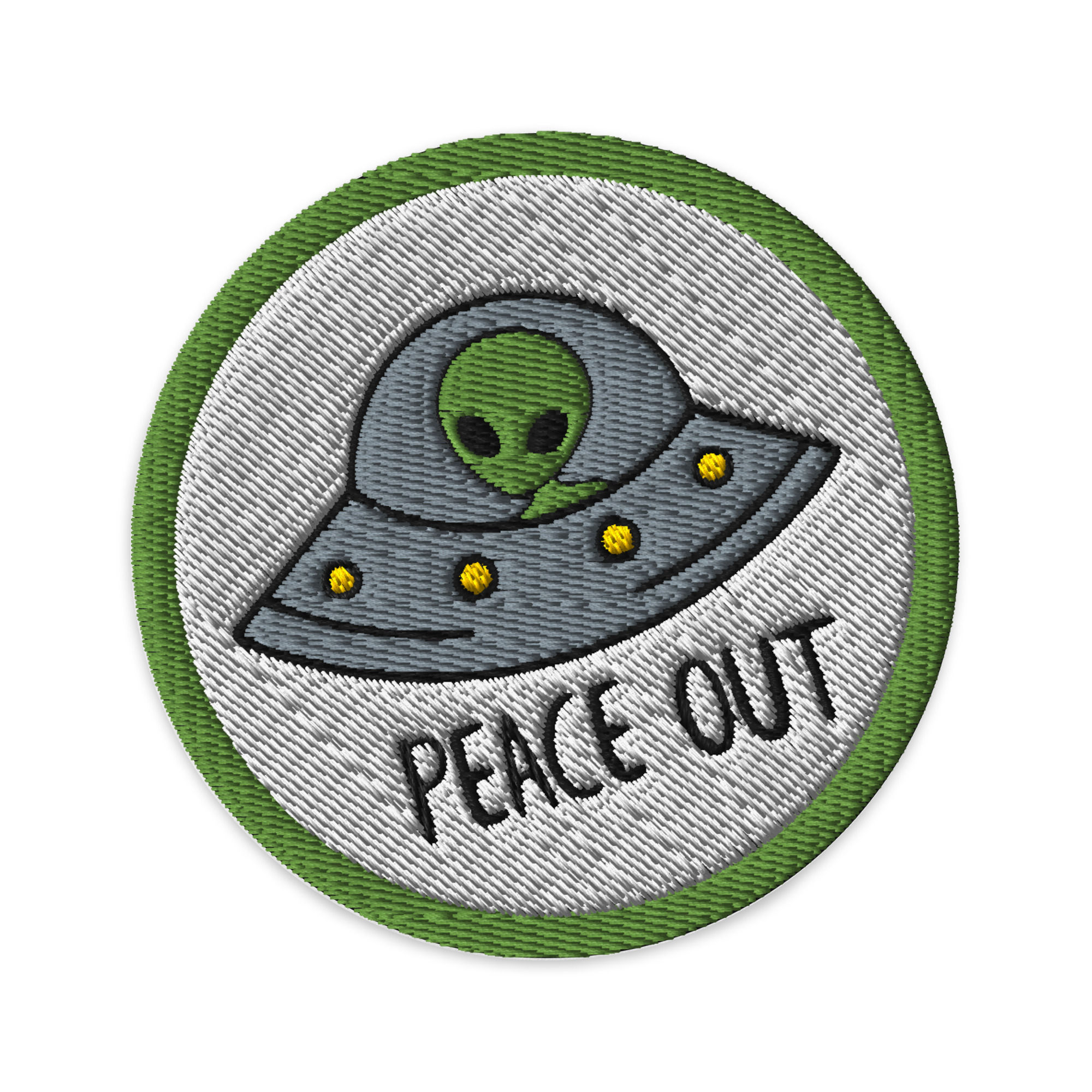 Custom Peace Out Ufo Embroidered Patch