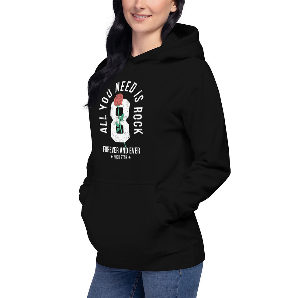 Thumbnail: Women's Vintage Rock Forever Black Pullover Hoodie