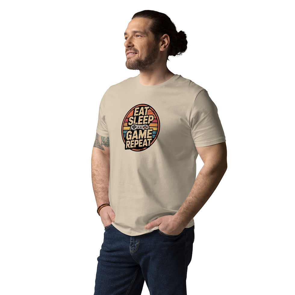 Thumbnail: Men's Game Repeat Beige Organic Cotton T-Shirt