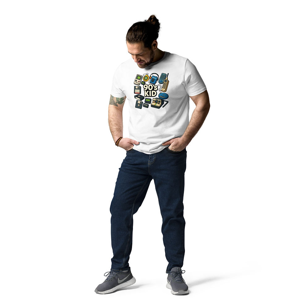 Miniatura: Men's 90s Kid Retro White Organic Cotton T-shirt