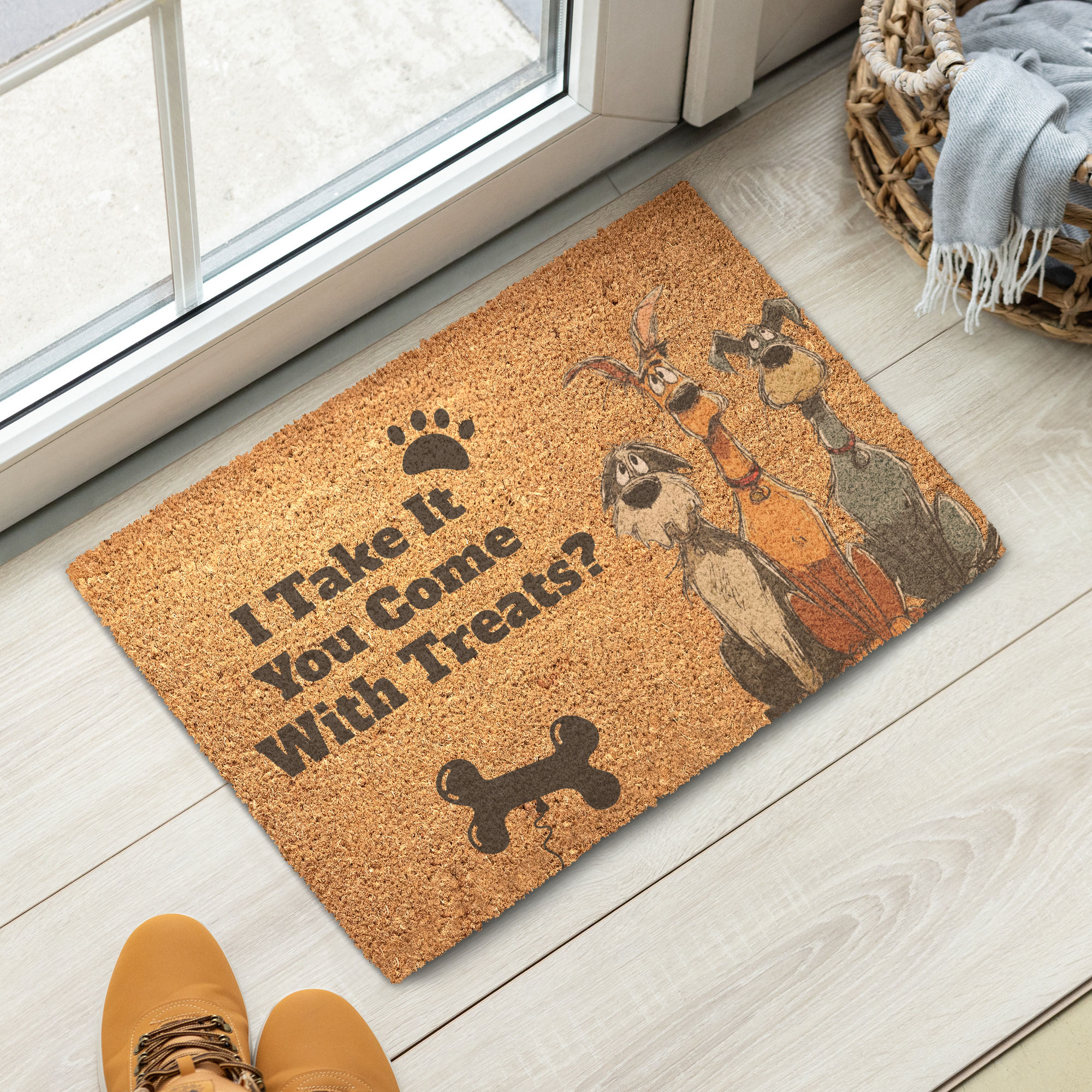 Grade A Tufted Coir Coconut Fiber 61 cm × 40.6 cm Doormat Dog Treat Design