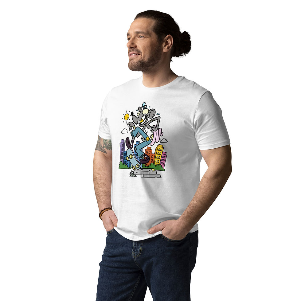 Miniatura: Men's Street Rat White Organic Cotton T-Shirt