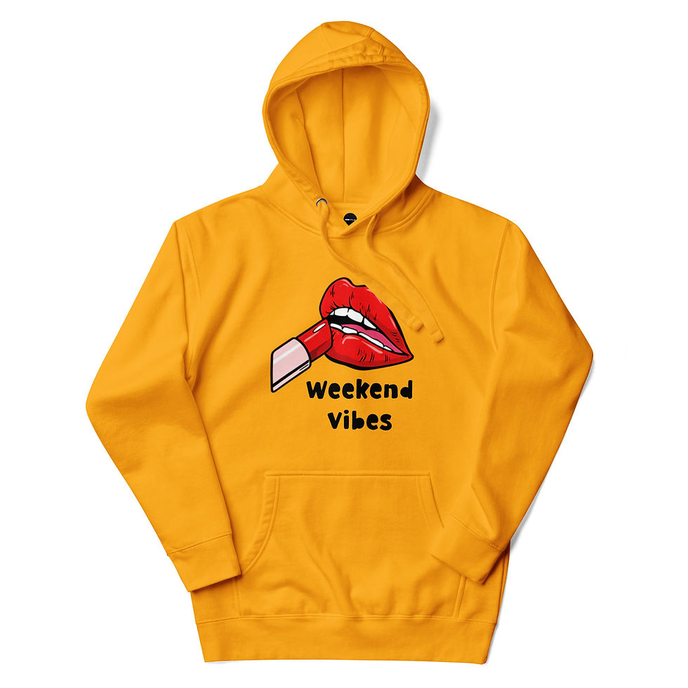 Thumbnail: Women's Weekend Vibes Lipstick Yellow Pullover Hoodie