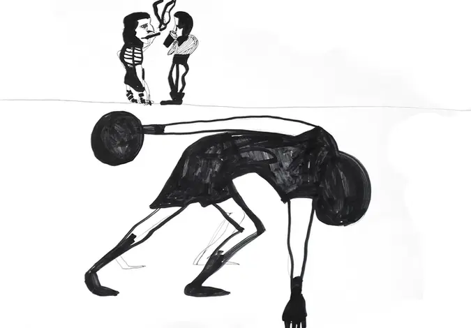  the discus thrower and two birds on a wire, 50x70.webp
