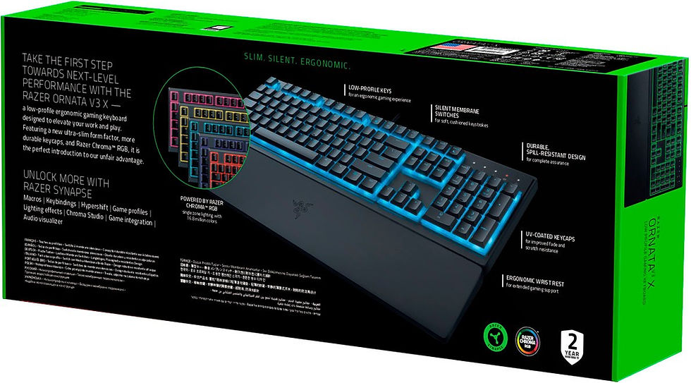 Thumbnail: Razer - Ornata V3 X Full-Size Wired Membrane Gaming Keyboard with Chroma RGB Bac