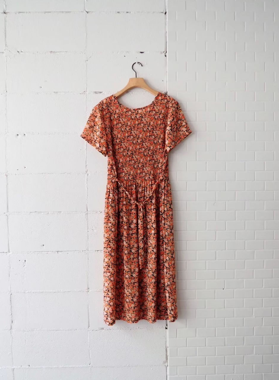 Thumbnail: rib design flower pattern dress