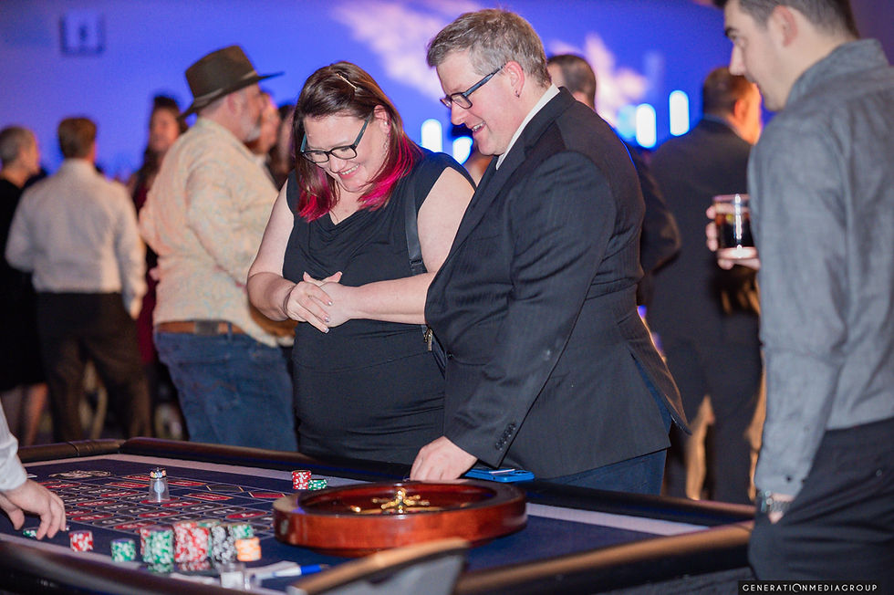 Roulette table rental at Infinity Convention Centre Ottawa with guests enjoying casino night entertainment