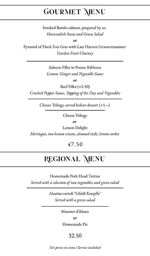 Menus spring 2026