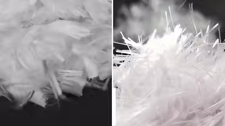 Polypropylene fiber and glass fiber side-by-side comparison for concrete reinforcement