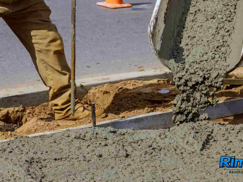 Discharging Rimix3D macro synthetic fiber reinforced concrete from a mixer truck chute onto site formwork.