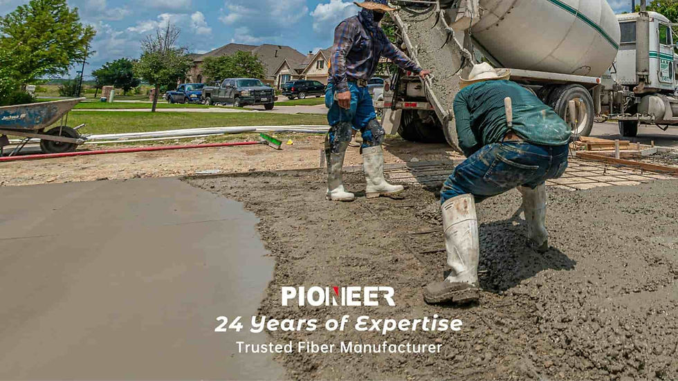 PIONEER monofilament polypropylene microfiber bundles for concrete trial mix dosage and plastic shrinkage crack control