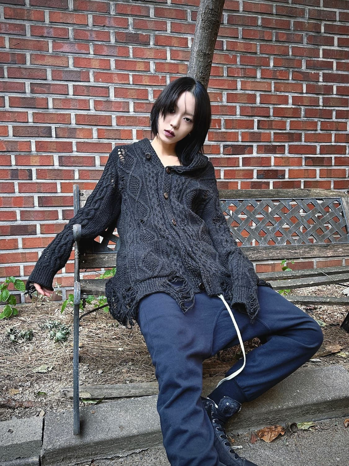 Mihara Yasuhiro grunge knit cardigan
