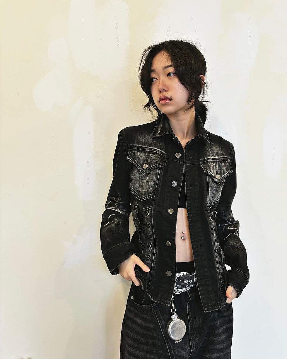 サムネイル： Tornado Mart eyelet detail denim jacket