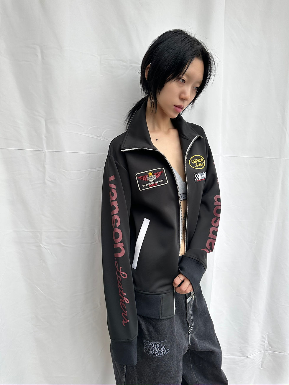 Thumbnail: Vanson biker patch zip up