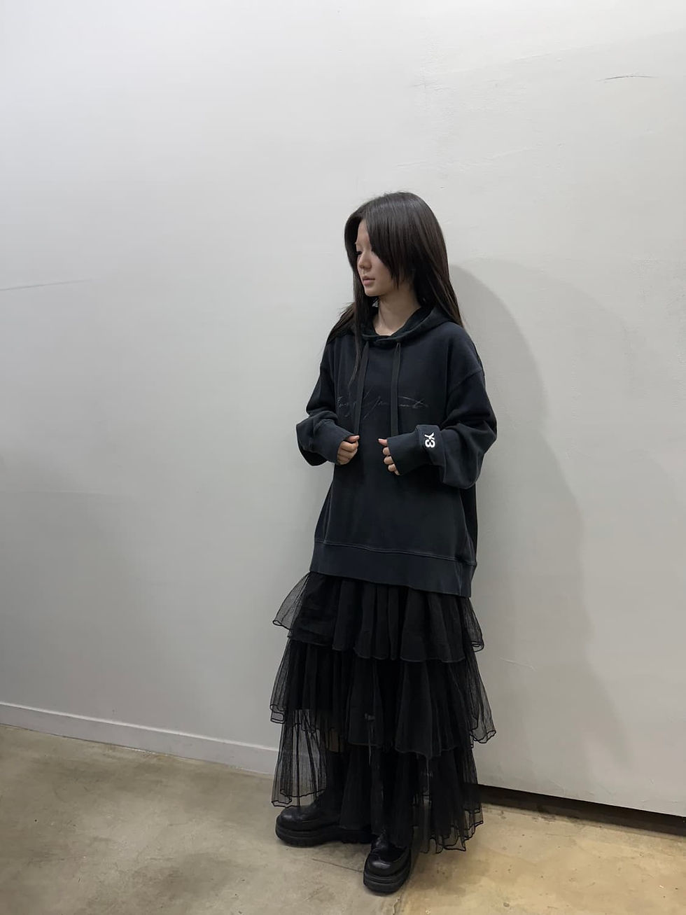 섬네일: yohji yamamoto y3 logo over fit hoodie