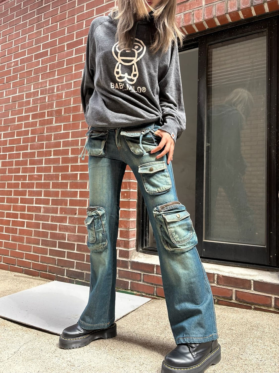 섬네일: Multi pocket detail denim pant