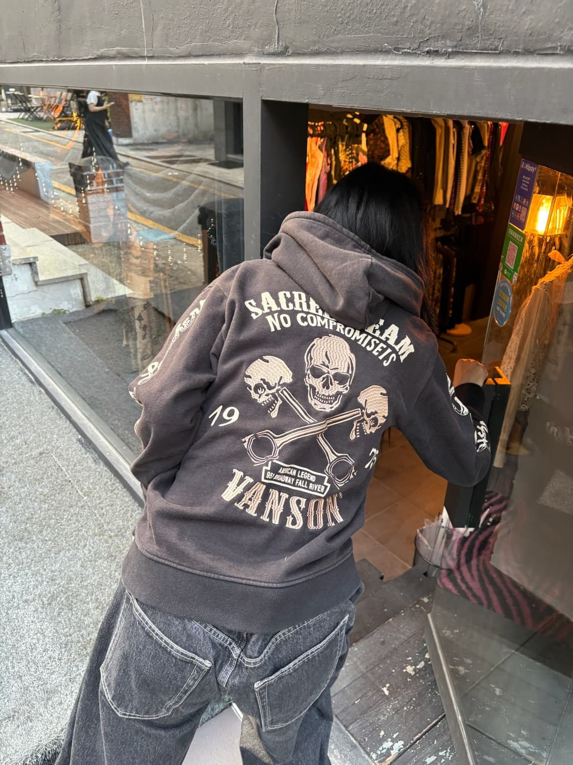 Vanson skull biker mood hoodie