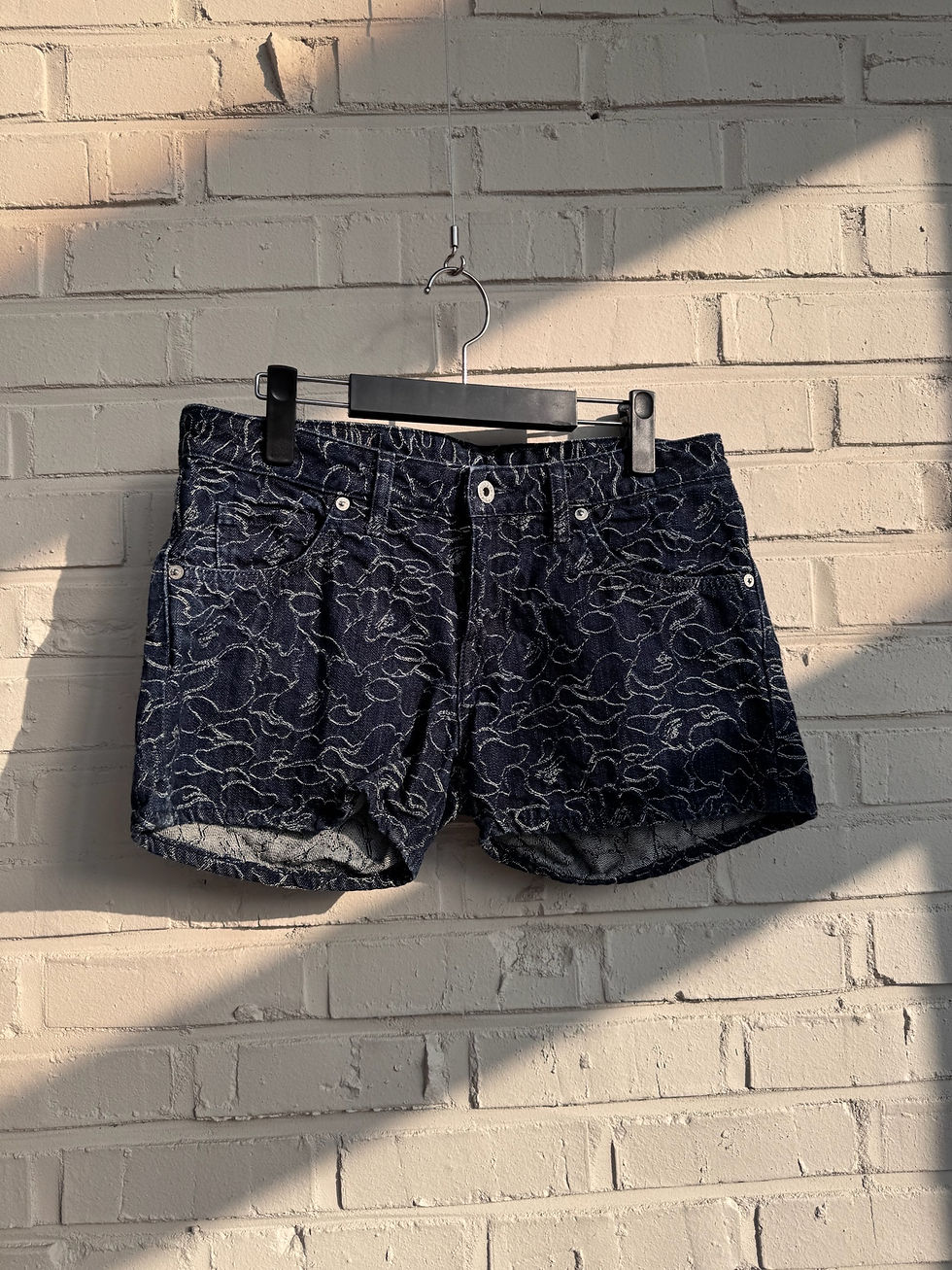 섬네일: Bape pattern denim short pant