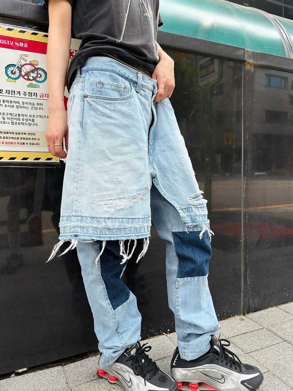 섬네일: Mihara Yasuhiro wide grunge denim pants